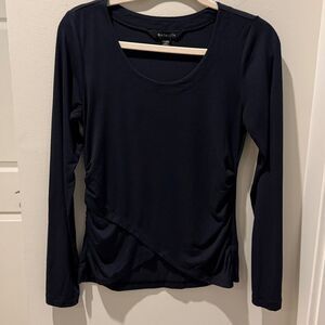 Athleta Midnight Black Long Sleeve Crisscross with Rushed Details Top size XS